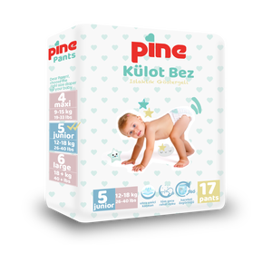 Pañales Desechables PINE Pants Junior para Bebés, Talla 5 (12-18 kg), 17 Unidades, con Indicador de Humedad, Ultra Absorbentes, de Algodón 3D - Product Image 1