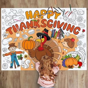 Affiche de coloriage géante pour <span class=keywords><strong>la</strong></span> famille, Thanksgiving, parent-enfant, graffiti, personnalisable, DIY, nappe <span class=keywords><strong>à</strong></span> colorier, bannière pour décoration murale - Product Image 4