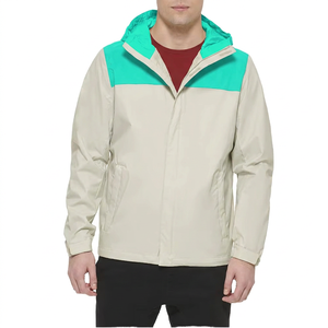 Veste imperméable à capuche pour homme, couleur unie, décontractée, pour l'extérieur, en polyester, fermeture éclair, style automne - Product Image 3