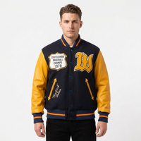 Veste de baseball personnalisée pour homme, style Varsity, en mélange de laine, manches en cuir, patch en chenille, style vintage streetwear, OEM