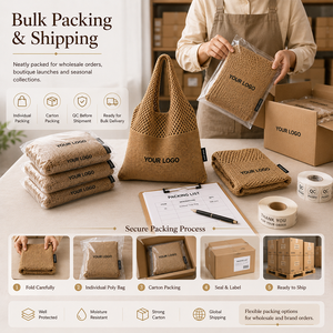 <span class=keywords><strong>Sac</strong></span> fourre-tout en tricot de qualité supérieure avec logo brodé personnalisé pour les événements des clubs de plage européens, pochette de shopping réutilisable et pliable - Product Image 2