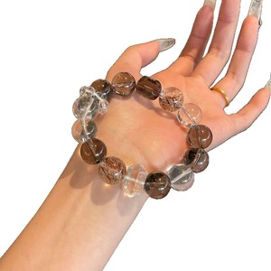 Vintage Mixed Smoky Quartz Rutilated Clear Crystal <b>Bracelet</b> Unisex Irregular Faceted Stone <b>Healing</b> Energy <b>Bracelet</b> Birthday Gift - Product Image 1