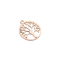 Pendentif Arbre de Vie Creux Circulaire Chuangfs, Meilleure Vente, Acier Inoxydable Poli Miroir pour Bijoux DIY, 18*20mm