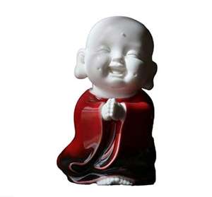 Lot de 3 Statues Bouddha Rieur en Céramique, Figurines de Moine en <span class=keywords><strong>Porcelaine</strong></span> Blanche, Artisanat pour Bébés, Ornements, Figurines de <span class=keywords><strong>Collection</strong></span> Joyeuses - Product Image 2