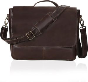 Adjustable Strap Brown Leather Messenger <b>Bag</b> Unisex Shoulder Crossbody <b>Satchel</b> for Men and Women Suitable for Office Work Bulk - Product Image 6