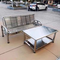 Conjunto de Muebles de Jardín Modulares de Metal para Interiores y Exteriores, Sofá Cama de Acero Inoxidable, Sofá y Sillón para Hotel, Patio, Sala de Estar