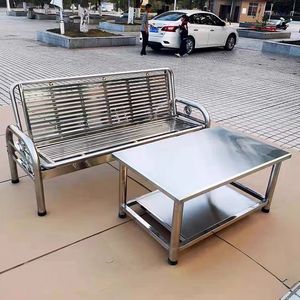 Set di Divani Modulari in Metallo per Interni ed Esterni, <span class=keywords><strong>Divano</strong></span> e Poltrona in Acciaio Inox per Hotel, Patio e Soggiorno - Product Image 3