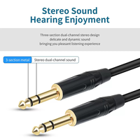 1/4 Inch TRS Instrument Cable Gold Plated Copper Shell 6.35mm TRS Male to 6.35mm Male Stereo Cable for Electric Guitar