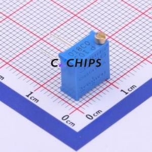 Résistance/potentiomètre réglable 3296P-1-103LF, composant traversant (THT)-3P, 9,5x4,8 mm, résistance 10 kOhm, 10 %, 500 mW, 25 - Product Image 1
