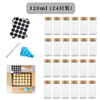 Set Botol Bumbu Kosong Grosir 24 Pcs 4oz Botol Bumbu Kaca Bening dengan Tutup Bambu