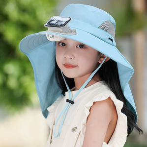 Summer Cooling Wide Brim Bucket Hat Sun Hat with <b>Fan</b> Beach Hat Garden Hat Solar - Product Image 5