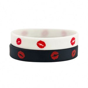 Pulsera de Silicona con Diseño de Beso Volador, Color Negro y Blanco, para Novios, con Logotipo e Información Personalizados - Product Image 2