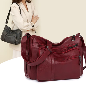Retro Fashion PU Large-Capacity Multi-Compartment Single <b>Strap</b> Mom Bag for Middle-Aged Elderly Women <b>Shoulder</b> Crossbody Tanjing - Product Image 3
