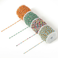 Chaîne perlée multicolore Bracelet fait main en acier inoxydable Chaîne perlée Accessoires de bijouterie