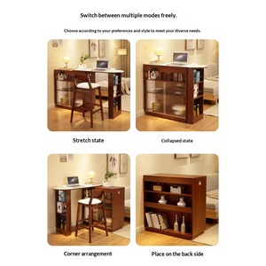 NKAHS Modern Wood Bar Cabinet With Storage Shelves And Back Panel Freestanding <b>Kitchen</b> Island With Integrated <b>Sideboard</b> - Product Image 3