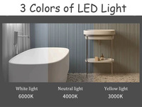 Miroir LED monochrome/tricolore DC12V 5A 60W pour salle de bain, variateur de luminosité progressif, interrupteur tactile capacitif à une touche, IP21