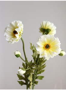 Tiges d'anémones artificielles blanches K39 en PU, aspect réaliste, fausses fleurs avec centre pour bouquets de mariage - Product Image 5