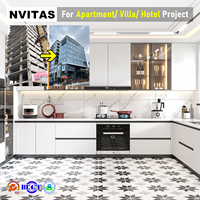 Armoires de cuisine modernes modulaires en bois NVITAS, construction en contreplaqué et verre, écologiques, ignifuges, pour hôtel, appartement, villa