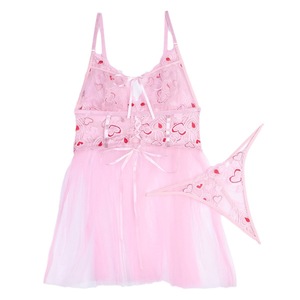Set Lingerie in pizzo da donna in 2 pezzi reggiseno e perizoma regolabili a forma di cuore - Product Image 2