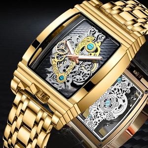 Montres-bracelets automatiques à quartz squelette tourbillon en or de luxe pour hommes de la marque Square - Product Image 4