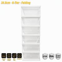Boîte de rangement à chaussures pliable intégrée à 6 niveaux de 34,5 cm, en plastique transparent, empilable, sans installation, pour baskets