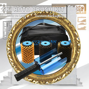 Freestyle Ski Roto Waxing Brush Kit with Durable Eco-Friendly Nylon <b>Fabric</b> Brass Horsehair <b>Cork</b> Handle - Product Image 2