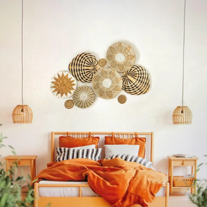 Decoración tejida natural para colgar en la pared bohemia de alta calidad para almacenamiento de habitaciones Servicio OEM de Vietnam - Product Image 5