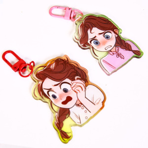 Custom Printed Epoxy Rainbow Holographic Anime Rainbow Colors Acrylic Keychain Charm