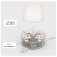 Lámpara de Escritorio LED Multifuncional con Regleta de Enchufes, 3 Tomas de Corriente, 3 Puertos USB, Luz Nocturna de Mesa, Cable de Extensión de 2m, Soporte para Teléfono