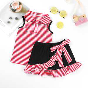 Ingrosso colore personalizzato per bambini scuola allegria Skort Set gonna atletica rossa e nera per bambini Teen girl Cheerleading uniforme abiti - Product Image 3