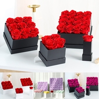 Cadeau de Noël Loverbay, roses éternelles, fleurs préservées, roses éternelles en gros, roses éternelles dans une boîte carrée