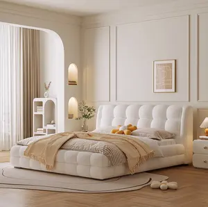 Fabrika doğrudan satış İskandinav tarzı kuzu pazen sanat yatak modern basit ana odası zarif platform yatağı çerçeve