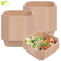 Bol alimentaire carré octogonal multi-tailles avec couvercle transparent, boîte repas jetable pour la restauration à emporter et la préparation des repas