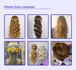 Práctica de corte de <span class=keywords><strong>pelo</strong></span> rizado para cosmetología, maniquí de peluquería, cabeza de <span class=keywords><strong>muñeca</strong></span> de entrenamiento profesional - Product Image 3