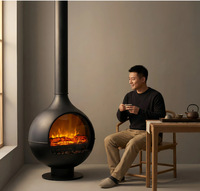 Cheminée électrique LED 3D réaliste personnalisée avec télécommande, thermostat intelligent réglable, économe en énergie, version anglaise