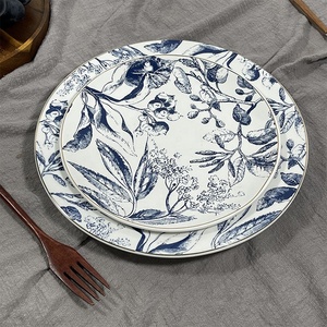 จานเซรามิกสำหรับใส่อาหารเย็นจานจานสำหรับวาดสเต็กสีทองสไตล์ฝรั่งเศสวินเทจ - Product Image 3