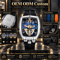 Montre mécanique automatique squelette Tonneau pour homme, cadran creux 3D motif robot, aiguilles lumineuses, bracelet en silicone, vente en gros