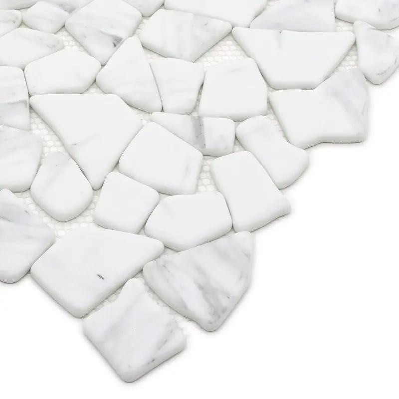 Mosaïque en verre recyclé Sunwings Tuile de galets de roche de rivière | Stock en États-Unis | Mosaïques en marbre blanc de Carrare Carrelage pour mur et sol