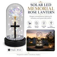 Lanterne Solaire LED Znicz en Gros pour Cimetière, Lampe Commémorative en Verre avec Rose Éternelle pour la Touche des Saints