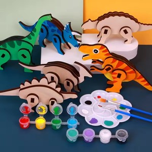 <span class=keywords><strong>Puzzle</strong></span> <span class=keywords><strong>3D</strong></span> en bois de bambou à personnaliser pour enfants, jeu d'artisanat d'animaux de dessin animé dinosaures, jeu d'artisanat pour enfants de plus de 3 ans - Product Image 5