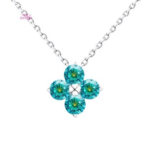 Cardermay S925 <b>Silver</b> Pendant <b>Necklace</b> Blue Flower Design Gift Jewelry - Product Image 5
