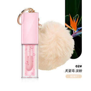 Düşük adedi özel etiket dolgun nemlendirici tonu sihirli ponpon ile dudak yağı temizle meyve şeffaf dolgunluk dudak parlatıcısı anahtarlık - Product Image 1