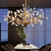 Lustre en cristal de lustre de lumière pendante faite sur commande d'or nordique de haute qualité de restaurant de salon