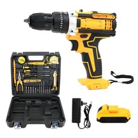 Taladro de Impacto Multifuncional de Litio de 21V para Uso Doméstico/Industrial, con Doble Velocidad Ajustable, Mandril de 10mm + Juego de Herramientas