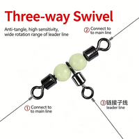 Swivel Pancing Anti Kusut T Turn Ross Line Tiga Arah dengan Manik Bercahaya untuk Memancing Ikan Mas di Malam Hari