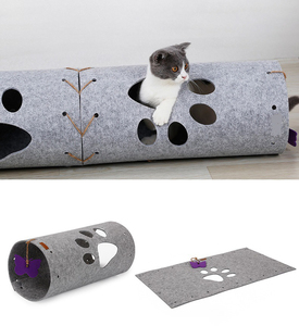 折りたたみ式フェルト猫トンネルおもちゃインタラクティブ猫トンネルチューブベッド穴付き取り外し可能なペットハウス多機能マットペット用 - Product Image 4