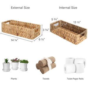 Panier de rangement tissé rectangulaire en lin fait main pour l'organisation du bureau - Product Image 5