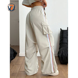 Custom <strong>Womens</strong> Designed <strong>Cargo</strong> <strong>Pant</strong> Ruched Panel Quick-Dry Polyester Jogger Drawstring Adjustable Wide-Leg Low-Waisted Sport <strong>Pants</strong> - Product Image 4