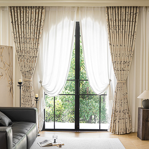 Rideaux occultants à motif floral <span class=keywords><strong>et</strong></span> oiseaux style peinture à l'<span class=keywords><strong>encre</strong></span> chinoise pour salon <span class=keywords><strong>et</strong></span> chambre, rideau <span class=keywords><strong>de</strong></span> fenêtre thermique isolant vintage à fleurs <span class=keywords><strong>et</strong></span> oiseaux - Product Image 2