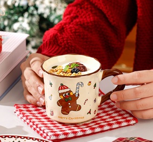 Mug à café en céramique écologique de 400 ml, motif de Noël nordique, compatible micro-ondes, réutilisable, pour la maison, le bureau, cadeau - Product Image 5